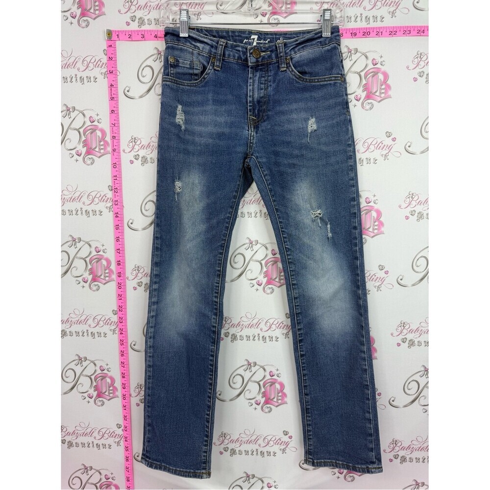 7 For All Mankind SLIMMY Slim Straight Distressed Blue Jeans
